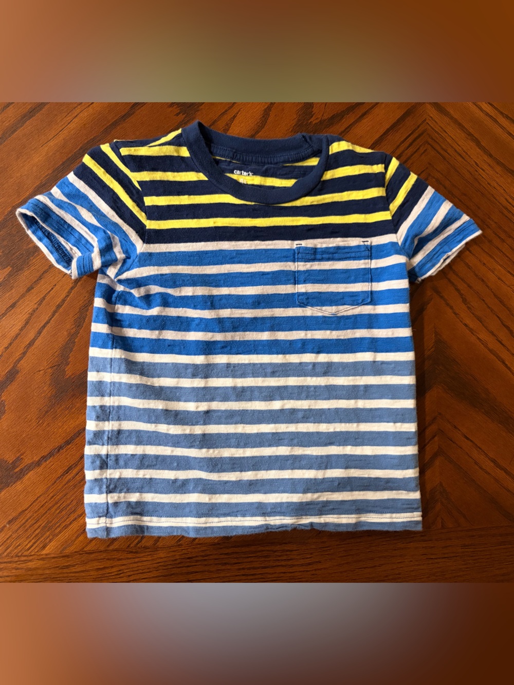 Carter's Blue, Navy & Yellow Striped Short Sleeve Tee